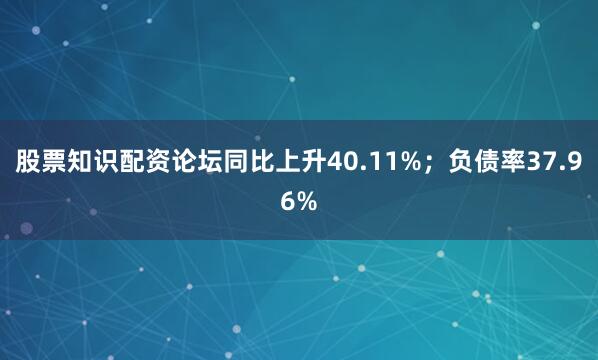 股票知识配资论坛同比上升40.11%；负债率37.96%